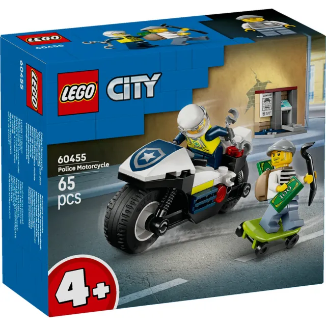 【LEGO 樂高】城市系列 60455 警用摩托車追逐戰(男孩禮物 交通工具玩具 兒童玩具 積木)