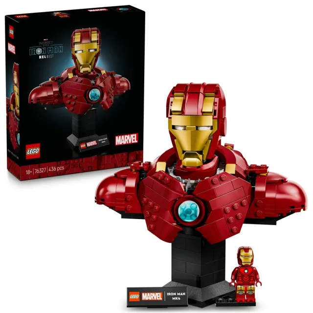【LEGO 樂高】漫威超級英雄系列 76327 鋼鐵人 MK4 半身像(漫威 鋼鐵人 居家擺設 玩具模型)