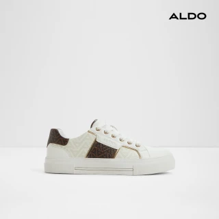 【ALDO】BERENTERIEL-壓紋拼接小白鞋-女鞋(白色圖騰)