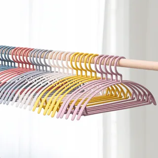 【樂邦】升級加粗款半圓弧型無痕衣架/60入(半圓衣架 毛衣衣架 曬衣架 晾衣架 掛勾衣架 順肩防滑)