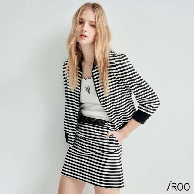 【iROO】綴麻花扭結繩短裙