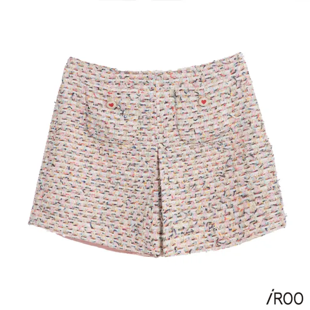 【iROO】彩色睫毛花呢紗短褲裙
