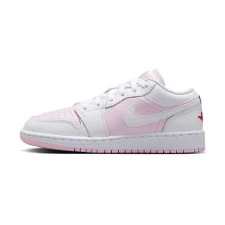 【NIKE 耐吉】Air Jordan 1 Low 大童 白粉色 AJ1 透氣 低筒 皮革 喬丹 休閒鞋 553560-608