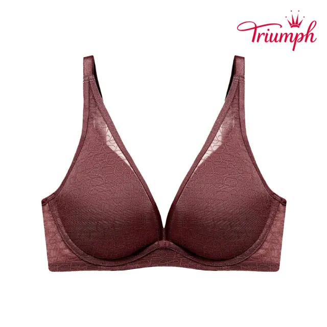 【Triumph 黛安芬】Signature Sheer 透感經典系列 無鋼圈托高V型內衣 B-D(可可棕)