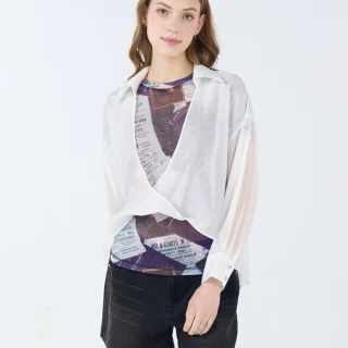【Qiruo 奇若名品】春夏專櫃白色透明罩衫7069A 長袖上衣(M-2XL)