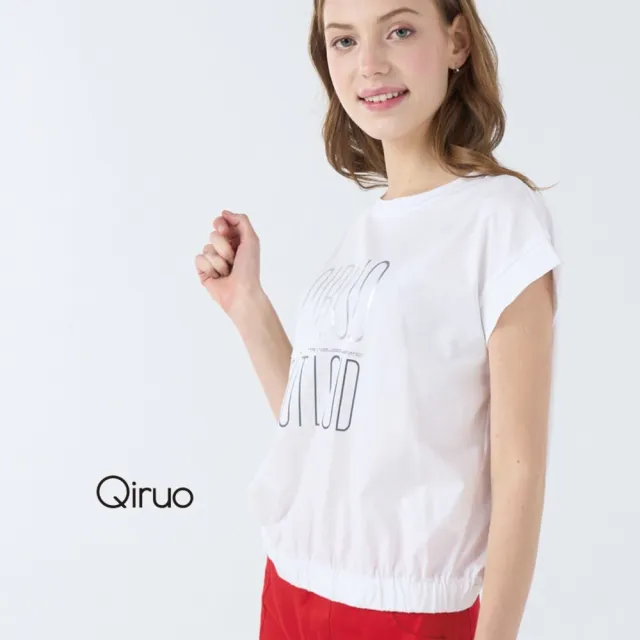 【Qiruo 奇若名品】春夏專櫃白色上衣7056A 短袖英文圖案 
