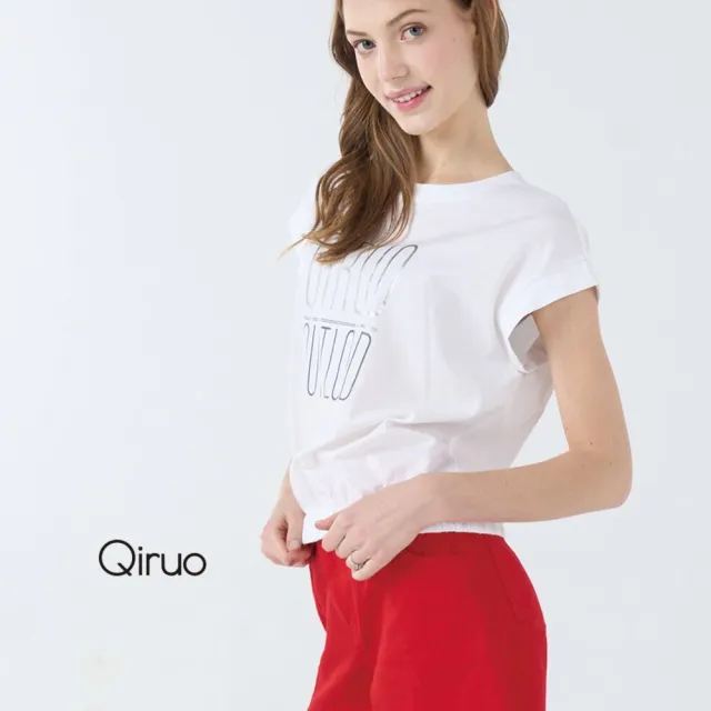 【Qiruo 奇若名品】春夏專櫃白色上衣7056A 短袖英文圖案 