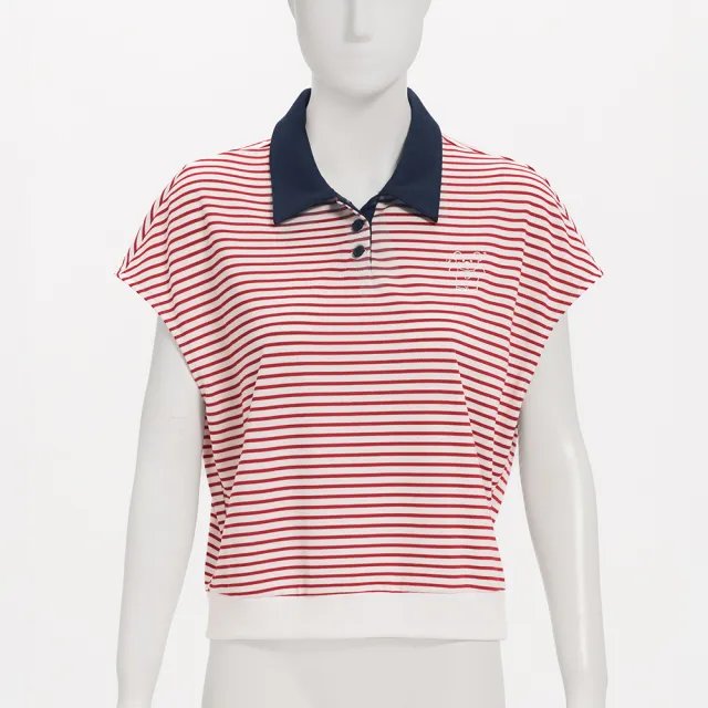 【YUANDONGLI 元動力】元小熊連袖條紋POLO衫(紅;S-L;4251321607)