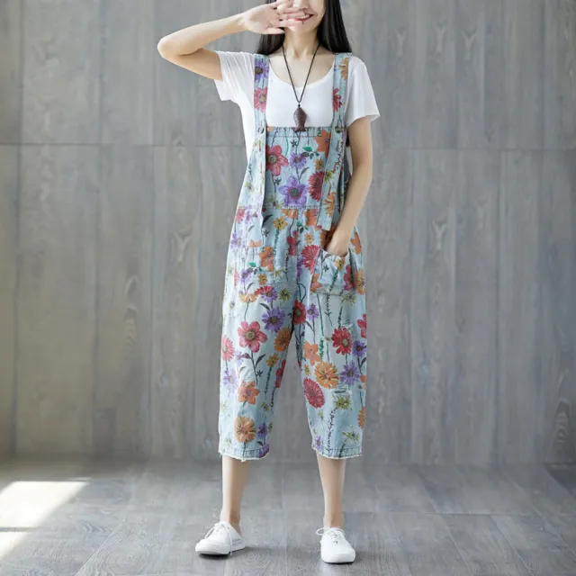 【巴黎精品】復古牛仔吊帶褲大碼寬褲直筒褲落地褲休閒女裝(水洗時尚做舊女長褲子n1ir42)