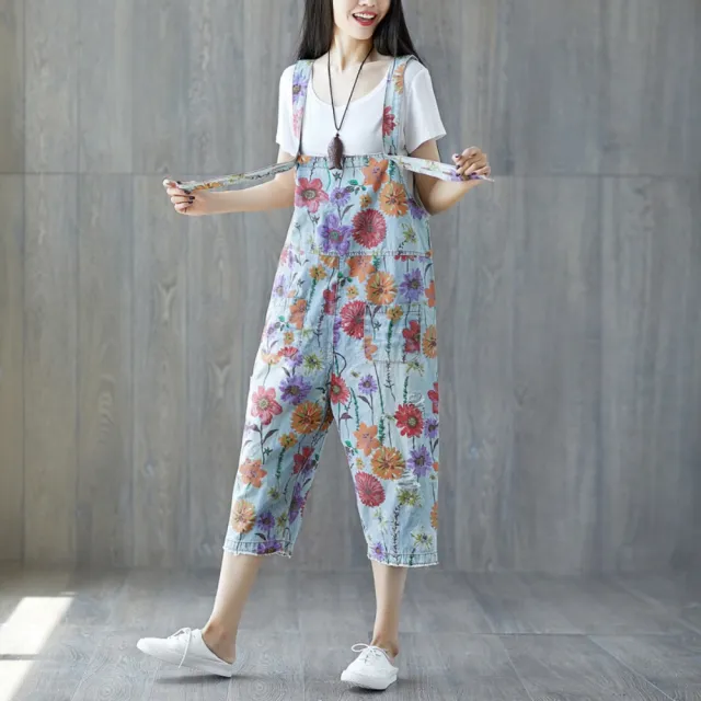 【巴黎精品】復古牛仔吊帶褲大碼寬褲直筒褲落地褲休閒女裝(水洗時尚做舊女長褲子n1ir42)
