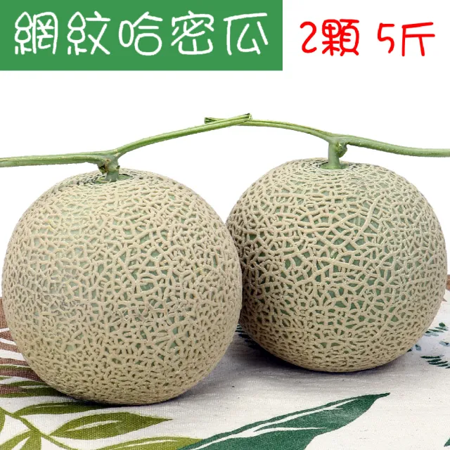 【愛蜜果】台灣阿露斯網紋哈密瓜2入禮盒X1盒(約5斤/盒_日本品種/端午節禮盒)