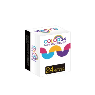 【Color24】LC-6BKP / LK-6BKP 黑底金字 副廠 相容標籤帶_寬度24mm