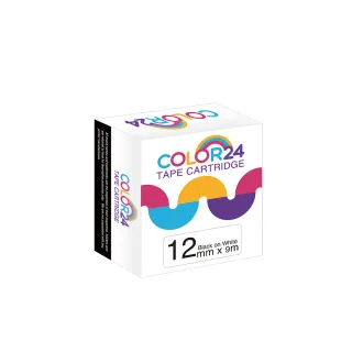 【Color24】LC-4WBW / LK-4WBW 高黏性 白底黑字 副廠 相容標籤帶_寬度12mm