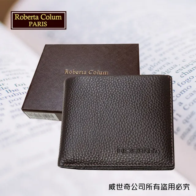 【Roberta Colum】雙11 諾貝達 男用皮夾 短夾 專櫃皮夾 進口軟牛皮短夾(24006-2咖啡)
