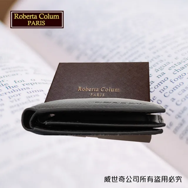 【Roberta Colum】雙11 諾貝達 男用皮夾 短夾 專櫃皮夾 進口軟牛皮短夾(24006-1黑色)
