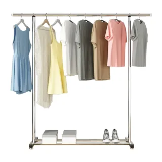 【IDEA】1.8米H型不銹鋼雙桿伸縮晾曬衣架/曬衣桿/晾衣架/晾衣桿/移動掛衣架(帶輪/贈防風扣+曬衣夾)