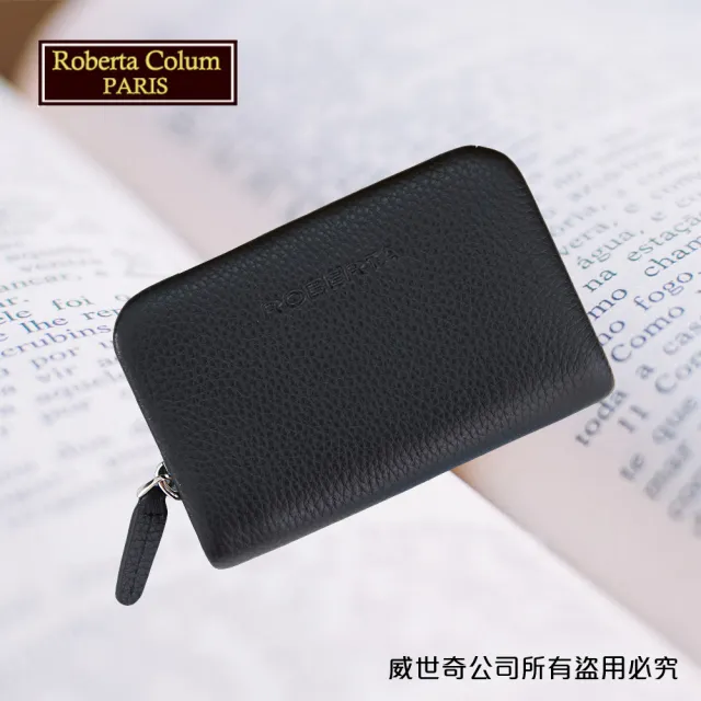 【Roberta Colum】雙11 諾貝達男用皮夾 卡片夾 專櫃進口軟牛皮短夾(24011-1黑色)