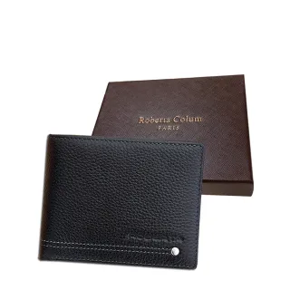 【Roberta Colum】交換禮物 諾貝達 男用專櫃皮夾 8卡片短夾(23154-1黑色)