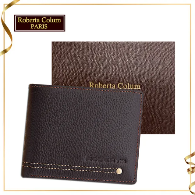 【Roberta Colum】雙11 諾貝達 男用專櫃皮夾 12卡片短夾(23157-2咖啡)