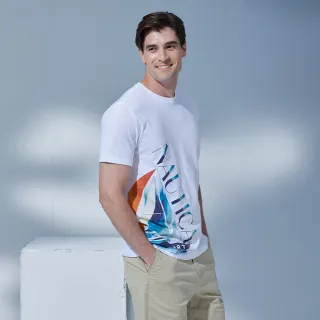 【NAUTICA】官方旗艦 男裝 品牌LOGO帆船印花短袖T恤(白色)