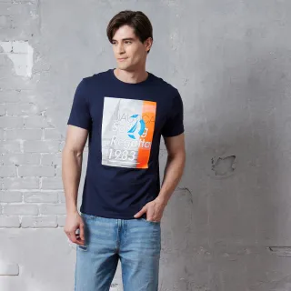 【NAUTICA】官方旗艦 男裝 帆船賽文字印花短袖T恤(藍色)