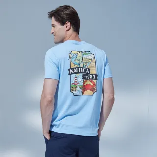【NAUTICA】官方旗艦 男裝 漫畫風海洋圖騰印花短袖T恤(藍色)