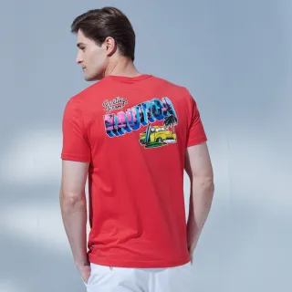 【NAUTICA】官方旗艦 男裝 美式夏日風格印花短袖T恤(紅色)
