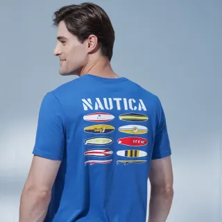 【NAUTICA】官方旗艦 男裝 衝浪板圖騰印花短袖T恤(藍色)