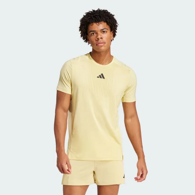 【adidas 愛迪達】短袖上衣 男 訓練 慢跑 亞規 AIRCHILL TEE 黃 JI8195