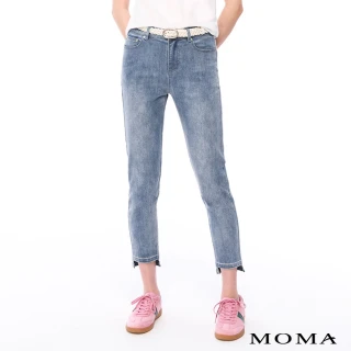 【MOMA】網格裝飾合身牛仔褲(藍色)