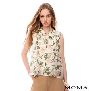 【MOMA】植藝花卉無袖襯衫式上衣(米白色)