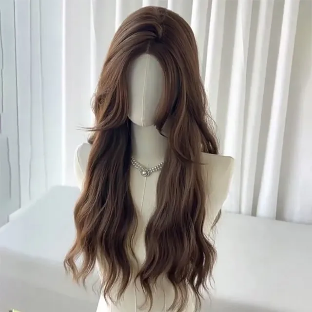 【巴黎精品】長假髮捲髮整頂假髮(中分前額蕾絲款水波紋女假髮n1ji39)