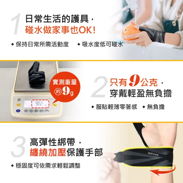 【BodyVine 巴迪蔓】360拇指型護腕-1只(拇指護具 拇指外拉伸展 CT-81107)