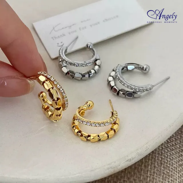 【Angely】時髦層次造型耳環(二色任選一色)