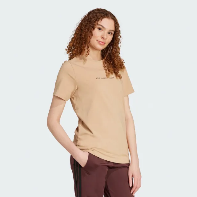 【adidas 愛迪達】短袖上衣 女 W C DDL CAMP T 卡其 JX5324