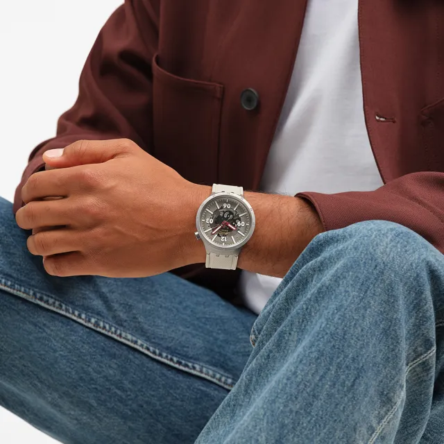 【SWATCH】CONFIDENT MOMENT 大錶面金屬手錶/男錶/女錶/瑞士製造 SB07S125(47mm)