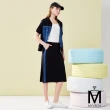 【MYVEGA 麥雪爾】MA高含棉異素材拼接丹寧牛仔套裝連帽T-黑