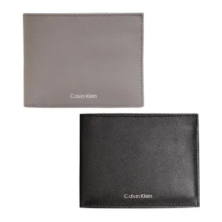 【Calvin Klein 凱文克萊】CK燙銀LOGO防刮皮革1+1抽式卡夾男短夾/皮夾禮盒/CK短夾(多色可選)
