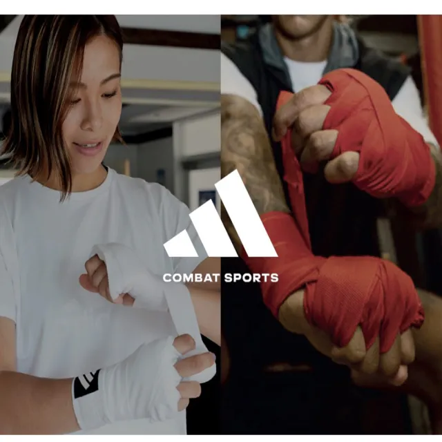 【adidas 愛迪達】Combat 50 藍黑拳擊手套+新款3.5手綁帶超值組(拳擊 泰拳 格鬥 搏擊 拳套 健身 有氧)