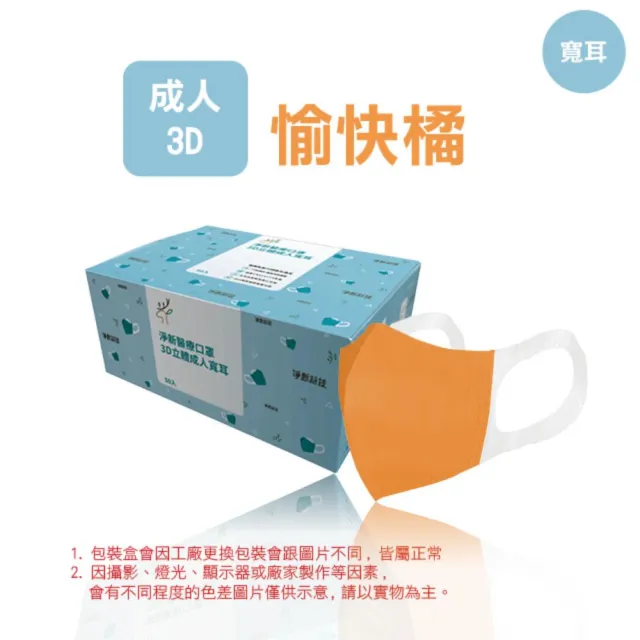 【淨新】3D醫療級成人寬耳立體口罩(50入/一盒/3D成人立體寬耳口罩 防護醫療級/防飛沫/灰塵)