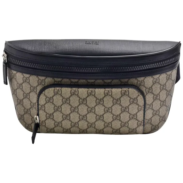 【GUCCI 古馳】GUCCI 經典GG Supreme帆布拉鍊腰包/斜背包(大-黑779843-FAC95-9772)