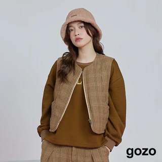【gozo】格紋羊毛鋪棉拉鍊背心(兩色)