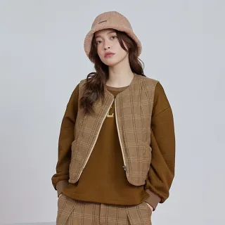 【gozo】格紋羊毛鋪棉拉鍊背心(兩色)