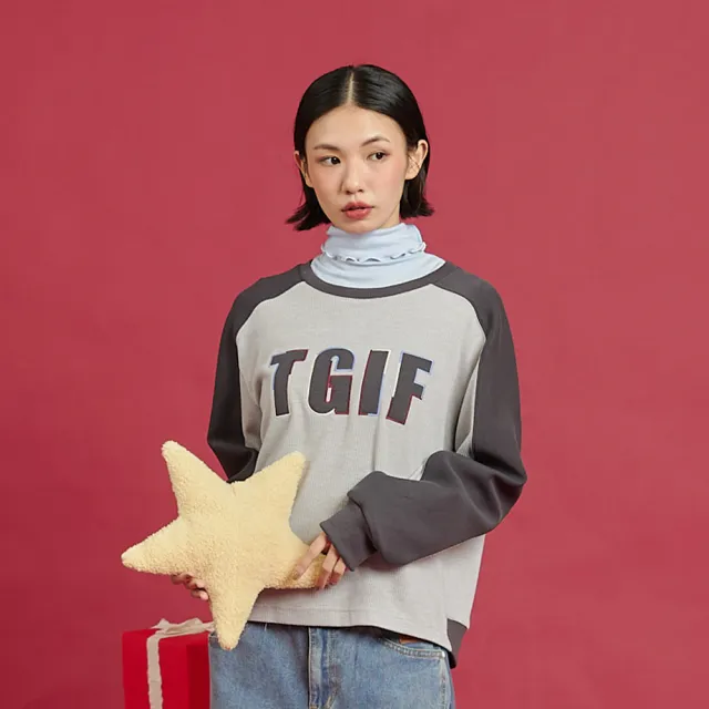 【gozo】終於星期五雙色絨感大學T(兩色)