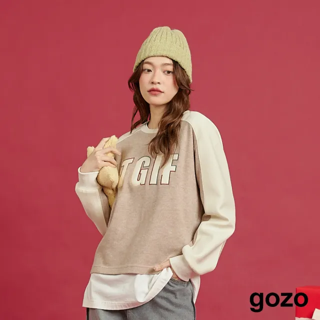 【gozo】終於星期五雙色絨感大學T(兩色)
