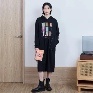 【gozo】奶奶的房間收腰鬆緊帶連帽洋裝(兩色)