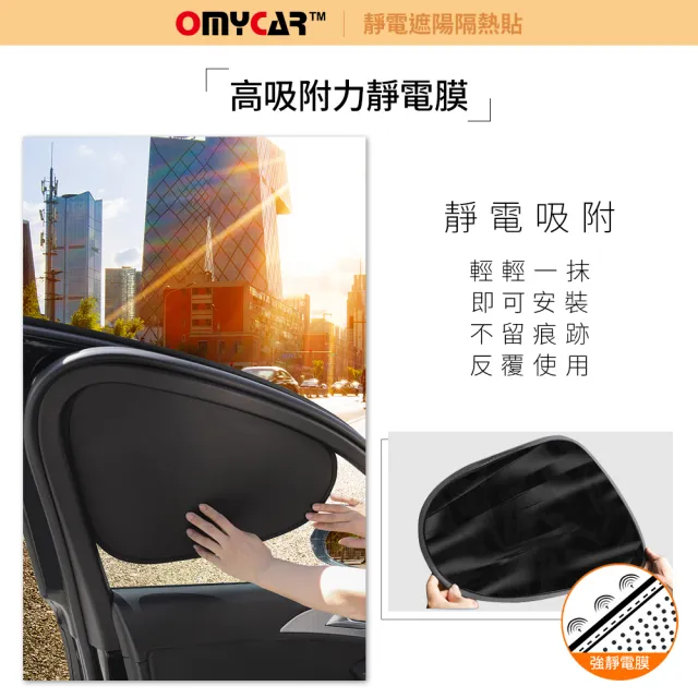【OMyCar】靜電遮陽隔熱貼 前座+後座-4入(汽車遮陽 車窗遮陽 防曬遮光)
