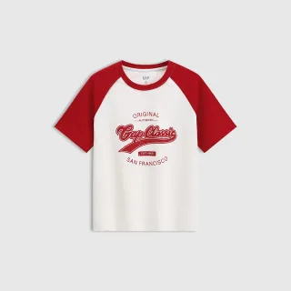 【GAP】女裝 Logo純棉印花圓領短袖T恤-象牙白(766148)