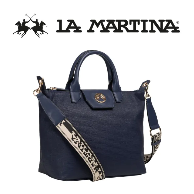 【LA MARTINA】義大利原裝進口 頂級手提包肩背包 1868P(深藍色)