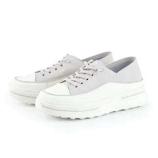 【CHOiCE】後踩兩穿真皮免綁帶厚底休閒鞋(紫色)